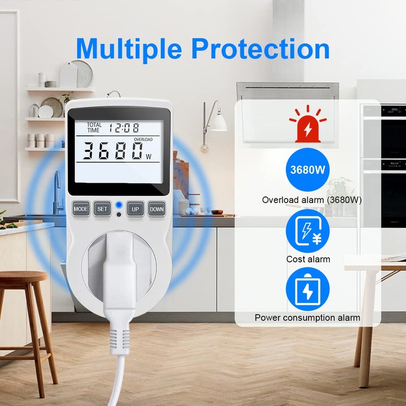 KETOTEK Electricity Meter for Socket, Power Consumption Meter, Energy Cost
