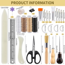 Jupean Book Binding Kits Bookbinding Kits Bookbinding Supplies Book Binding Materials with Bone Folder Tool, Sewing Awl, Webbing Strap, Storage Box