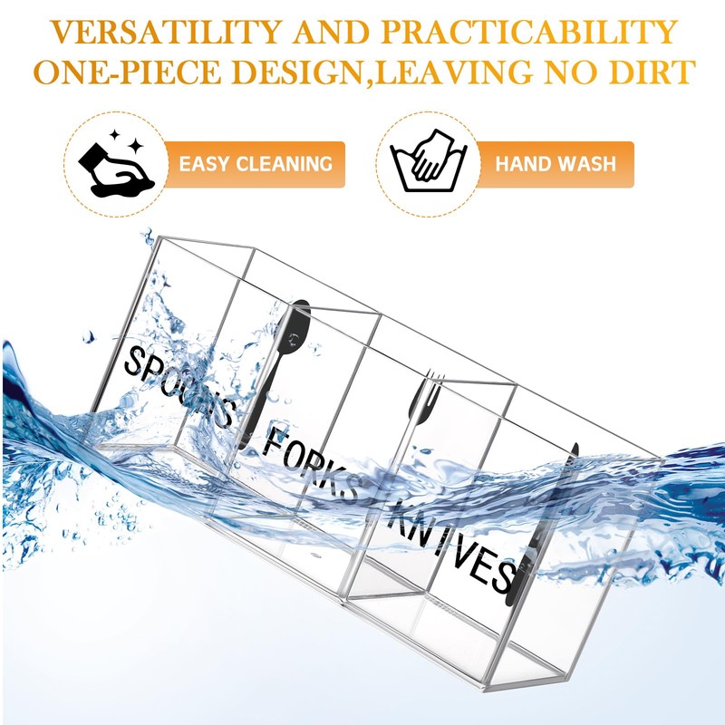 Suzile Acrylic Cutlery Storage Organizer Plastic Utensil Holder Clear Silverware