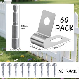 Wire Fence Clips 60 PCS丨Fence Wire Clamps Stainless Steel Agricultural Fencing Mounting Clips with 60 Pcs Stainless Steel Screws for 12-16 Gauge Welded Clamps to Wood, Metal or Vinyl Railings
