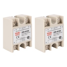BlueStars Solid State Relay SSR-40DA DC to AC Input 3-32VDC Output 24-380VAC 40A Single Phase Semi-Conductor Relay Module - Pack of 2 - Control 3-32V DC Load 24-380V AC