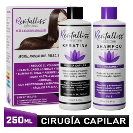 Cirugía Capilar Keratina Brasileña Alaciante + Shampoo 250ml