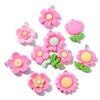 DanLingJewelry 100Pcs 20 Styles Hot Pink Series Flatback Flower Resin