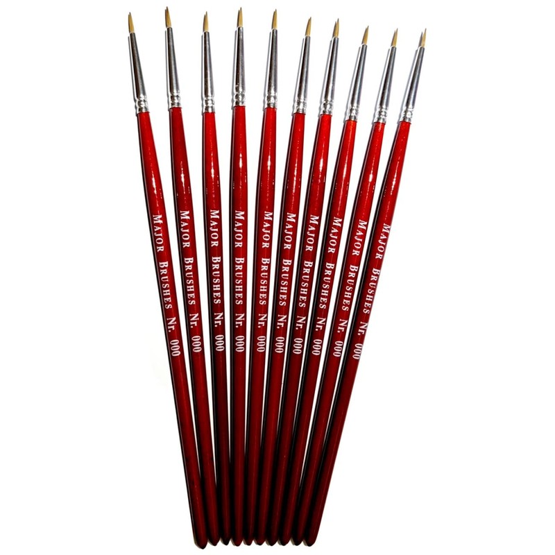 Major Brushes Sable Brush Size 000 - Set of 10