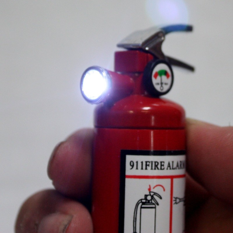 Piioket Gadget Fire Extinguisher Design Flame Lighter with LED Flashlight