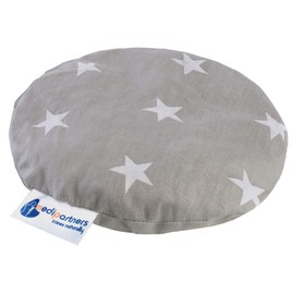 Medi Partners Cherry Stone Cushion Heat Cushion Grain Pillow for Babies 180 g Round 15 cm Eco Natural 100% Cotton Heat + Cold Therapy Massage Therapy (White Stars with Grey)