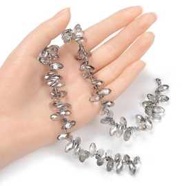 5 hebras checas perforadas en la parte superior de 12 mm con forma de lágrima facetada de cristal Briolette de plata champán (~ 470 – 490 piezas) para hacer manualidades de joyería CCT2-29
