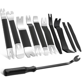 Zecirl 11 PCS AutoTrim Removal Tool Kit, Metal Pry Tool Auto Fastener Remover Pry Bar Set Trim Remover Kits for Vehicle Door Panel, Audio Radio Panel, Dashboard Repair Kit