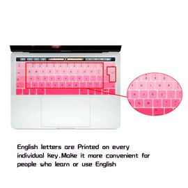 HRH Touch Bar Silicone Keyboard Cover for MacBook Pro with Touch Bar 13 Inch and 15 Inch (A2159/A1989/A1706,A1990/A1707) 2019 2018 2016 2017 Release European Version,Ombre Pink