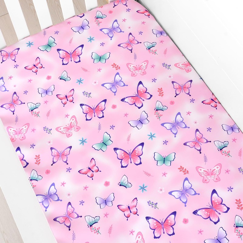JISEN 3 Piece Crib Bedding Set for Baby Girls Boys