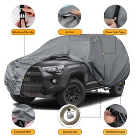 Waterproof Premium Car Covers Replace for 2002-2025 Toyota 4runner, 10 Layers Heavy Duty with Cotton Liner All Weather Car Cover with Zipper Door, Windproof Bands for Snow Rain Dust Protection