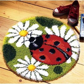 Raixleb Latch Hook Kits Rug Pattern Printed 20" X 20" DIY for Kids and Adults Gift for Family Friends Needlework Crafts Cute Ladybird