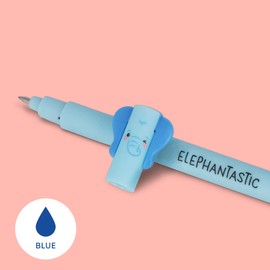 Legami - Erasable gel pen, ball at the end for removing ink without using the film - Thermosensitive blue ink, tip diameter 0.7 mm - Elephant theme, EP0018