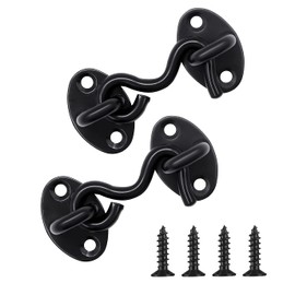 KELIFANG Barn Door Lock, 2" Eye and Hook Gate Latch Stainless Steel Heavy Duty Door Latch for Sliding Door, Window, Garage, Fence, Cabin, Bedroom (2Pack, 2 Inch, Black)