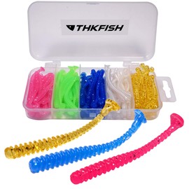 thkfish 50pcs/box Micro Fishing Soft Lures Plastic Worm Baits Paddle Tail Trout Pike Perch Rubber Shad Lures for Swimbait