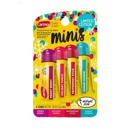 Carmex 4 Mini Tubos Cuidado Diario Hidratante SPF 15 Bálsamo Labial Suave Edición Limitada