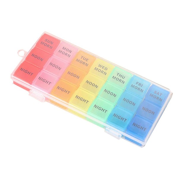 HEALLILY Weekly Pill Containers 3 Times a Day Portable Pill Storage Box Medicine Dispenser Organizer for Home and Travel
