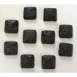 Unbranded 10 Lava Stone Square Cabochons Flat Backs Black 15mm