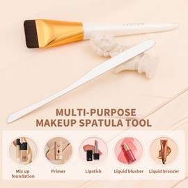 docolor Set de Brocha Plana y Espátula para Maquillaje – Brocha Fina para Base Líquida, Espátula de Doble Filo, Herramienta Coreana para Difuminar Crema y Maquillaje