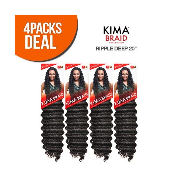 Harlem125 Synthetic Hair Braids Kima Braid Ripple Deep 20" (4-Pack, 1)
