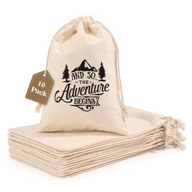 WOW PARTY Bachelorette Party Favor Bags, Wedding Survival Recovery Kit, Drawstring Hangover Kit Bags 5 x 7 Inch, Set of 10 Adventure D1