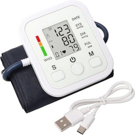 Baumanómetro, Medidor de Presión Arterial Electrónico, Tensiómetro Automático, Tipo Brazo, con Función de Reloj.