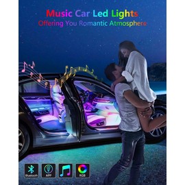 YM E-Bright RGB LED Strip Lights for Car App Control with Remote Led Lights car Interior with Charger Music Sync Under Dash Footwell Neon Lighting Kit w/USB Cable DC 12V