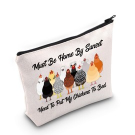 Funny Chicken Gift Must Be Home by Sunset Need to Put My Chickens to Bed Cosmetic Bag Farming Gift (Chickens to Bed CA Bag)