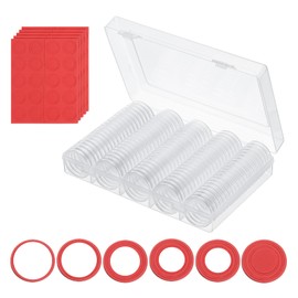 PATIKIL Coin Snap Holder, 100 Pack Coin Case Storage Round with Organizer Box Fit 17/20/25/27/30mm Coins for Collectors Collection Supplies, Red Foam Gasket