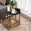 2 Tier Round Side Table, 16" Small Metal End Table