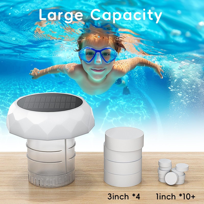 BASON LIGHTING Solar Powered Floating Pool Light with Chlorine Tablet