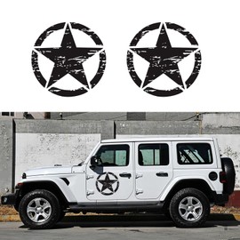HAIORD Star Car Sticker Car Five-Pointed Star Graphic Hood Door Sticker for Car Off-Road SUV Truck Pickup Body Side Door Trunk Universal Waterproof Vinyl Car Sticker Accessories (2PCS) (Black)