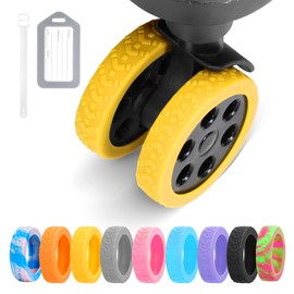 Luggage Wheel Covers, 8 PCS Silicone Wheel Protector Covers for 2-2.6 inches 8-Spinner Wheels, Wear-Resistant, Anti-Noise Wheel Covers for Luggage, Suitcases or Office Chair Caster Wheels (Yellow)