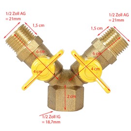 Soytich YV08 2-Way Y-Splitter for Inlet Hoses, 1/2 Inch Male Thread for 2 Connections