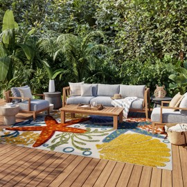 Nourison Home Aloha Multicolor 7'10" x 10'6" Area Rug - Easy Clean, Non Shedding, Bed Room, Living Room, Dining Room, Kitchen (8' x 11')