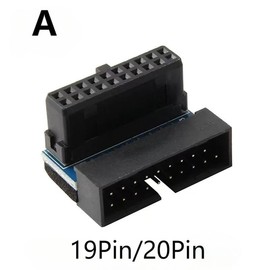 Generic USB 3.0 90 Degree Adapter, 2 Pack: 19Pin/20Pin Male to Female, L-Type to Right Angle, Motherboard Expansion Cards, PC, Black