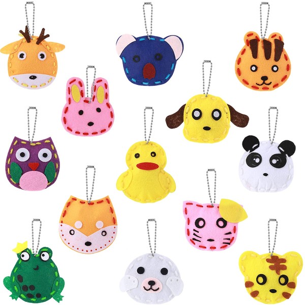 SKYLETY 13 Pieces Kids Sewing Kit My First Sewing Kit Learn to Sew Animals Sewing Kit Educational Sewing DIY Felt Craft Kit for Beginners for Girls and Boys
