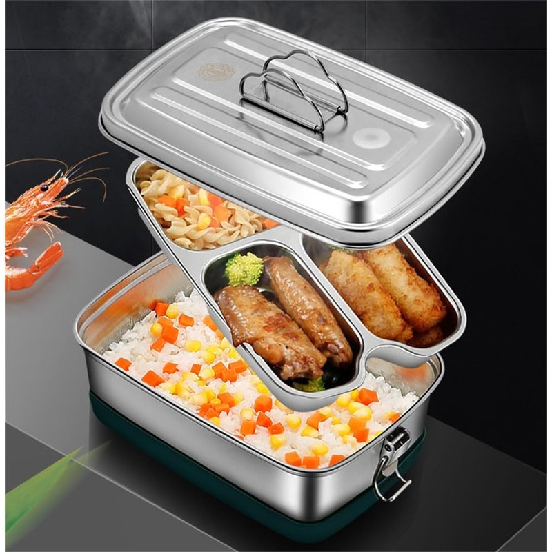 [EFFORTS] Stainless Steel Lunch Box, 1-Tier, 2-Layer, 2/3 Minute Stainless