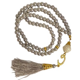 Mevlid Hatirasi VAV-detayli Inci Tesbih 99lu (10 Adet)/ Muslim Prayer Beads with 99 Beads and VAV Pendant (10 Pieces) Prayer Beads, Tasbeeh, Tespih, Zikr (Silver)