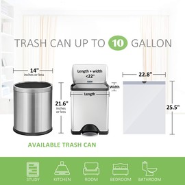 Teivio 7 Gallon 100 Counts Strong Drawstring Trash Bags Garbage Bags, Medium Kitchen Trash Can Bathroom Bin Liners, Plastic Trash Bags for Home Office Kitche, White