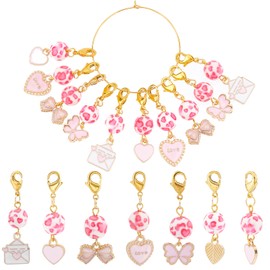 SUNNYCLUE 1 Box 20Pcs Stitch Marker Charms Pink Stitch Markers Crochet Cute Removable Butterfly Heart Lobster Clasp Charm Locking Metal Knitting Markers for Weaving Sewing Knit Quilting Zipper Pull