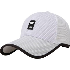 Plus Nao Cap, Brim Hat, Mesh, Baseball Cap, Spring/Summer, Breathable, Quick Drying, Baseball Cap, Adjustable, Sun Protection, Sun Protection, Heat Stroke Prevention, white