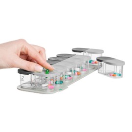 Sagely Smart XL Weekly Pill Sorter | Easy-to-Use Extra Large Weekly Pill Organizer | 12" x 4" x 2" | Portable AM/PM 2 Times a Day Weekly Magnetic Pill Organizer (White/Gray)