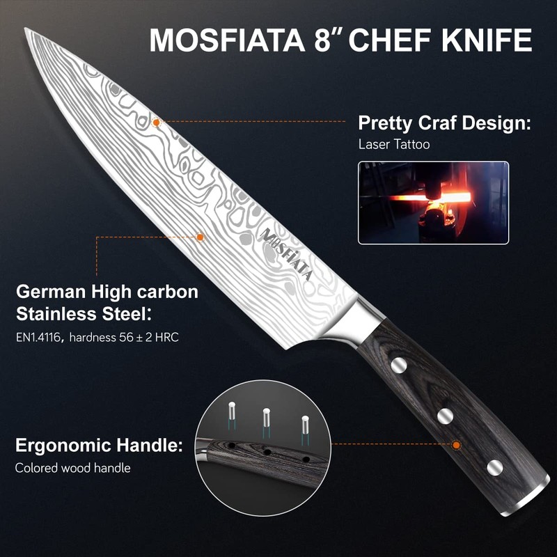 MOSFiATA 5 PCS Chef Knife Set, German High Carbon Stainless