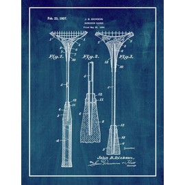 Badminton Racket Patent Print Midnight Blue with Border (8" x 10") M12061