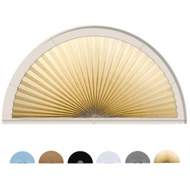 Jlong Arch Window Shade Half Circle Window Shade Paper Blinds for Windows Cordless Semicircular Blind No Drill Blinds for Windows Half-Round Shade Easy to Cut and Install for Home Living Room Bedroom