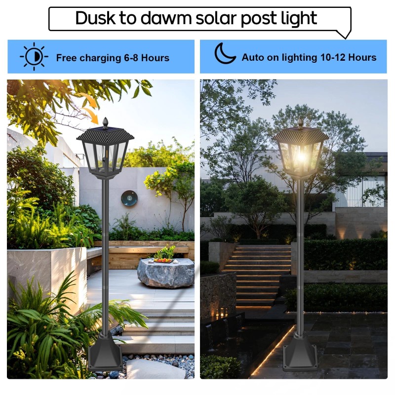 Agotd Solar Lamp Post Lights Outdoor Waterproof, 70" Tall Solar