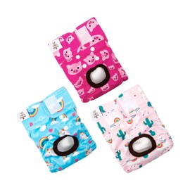CuteBone Dog Diapers Female Washable Small Medium Large 3 Pack Reusable Doggie Diapers Puppy Period Pants for Doggy Heat Cycle Peeing D31M