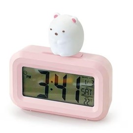 Alias AC24025SXSG-PK Sumikko Gurashi Alarm Clock, 3D Figure, Digital Alarm Clock, Tortoise, Backlight, Snooze Function, Temperature Display (Polar Bear)