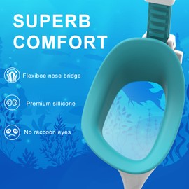 Emsina Kids Swim Goggles,Super Anti-Fog Swimming Goggles for Kids Age 7-12 Boys and Girls(WhiteSkyblue-SmokeLens)